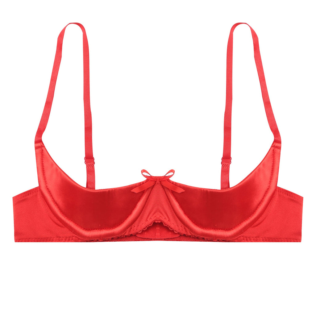 Satin Underwire Half-Cup Push-Up Bra