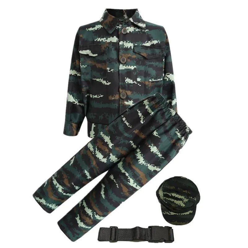 Kids Army Soldier Costume Set – Camouflage Military Outfit