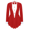 Tuxedo Bowknot Long Sleeve Ruffle Leotard Dress Magician Costume
