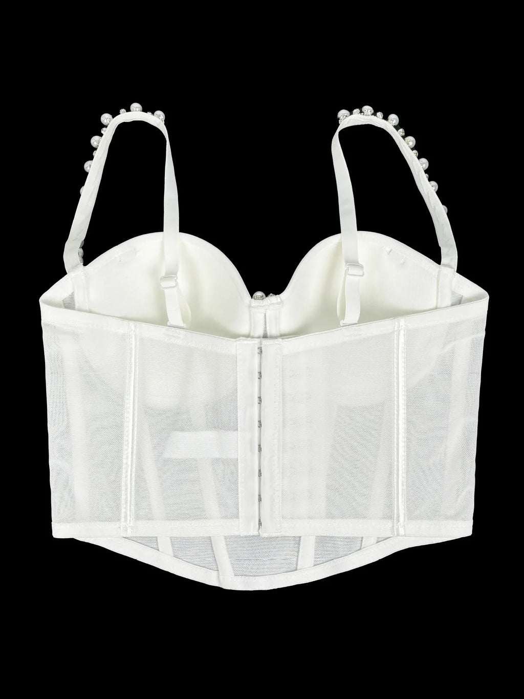 Pearl & Rhinestone Embroidered Bustier Corset Crop Top High Street Bralette