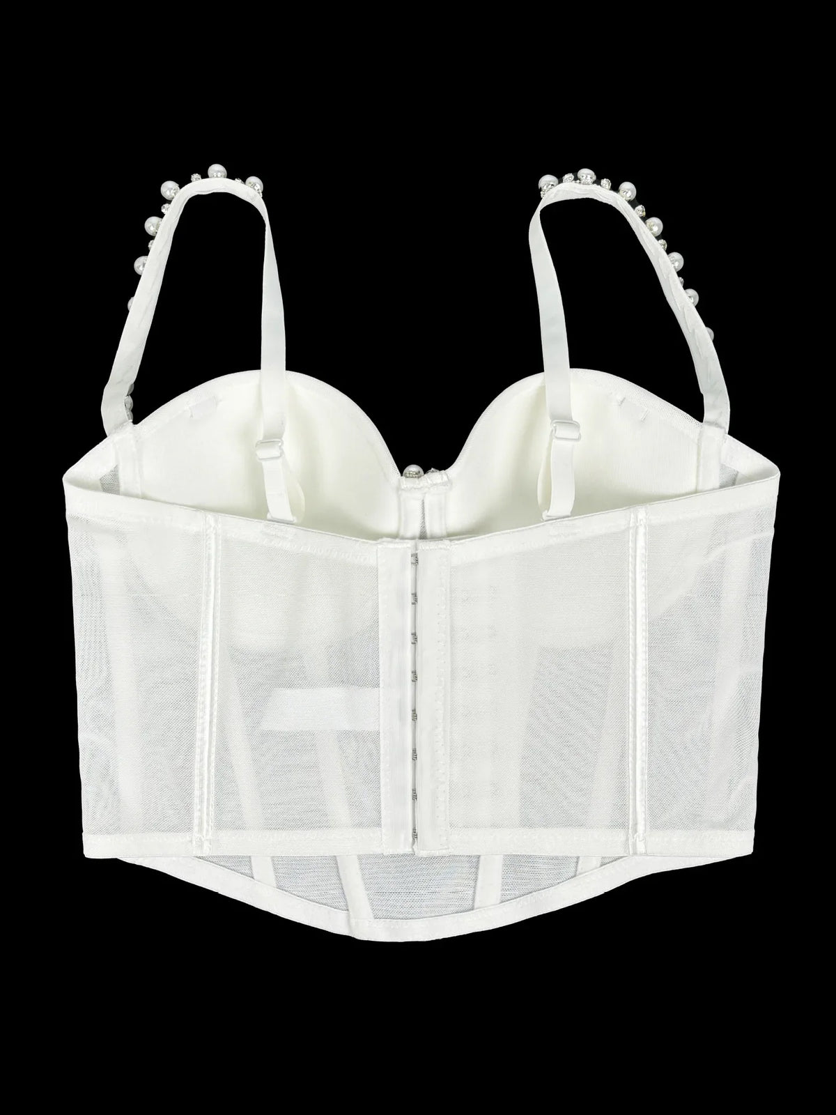 Pearl & Rhinestone Embroidered Bustier Corset Crop Top High Street Bralette