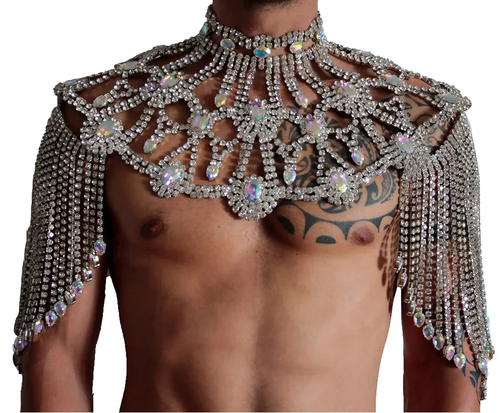 Rhinestone Necklace Shoulder Tassel Body Jewelry