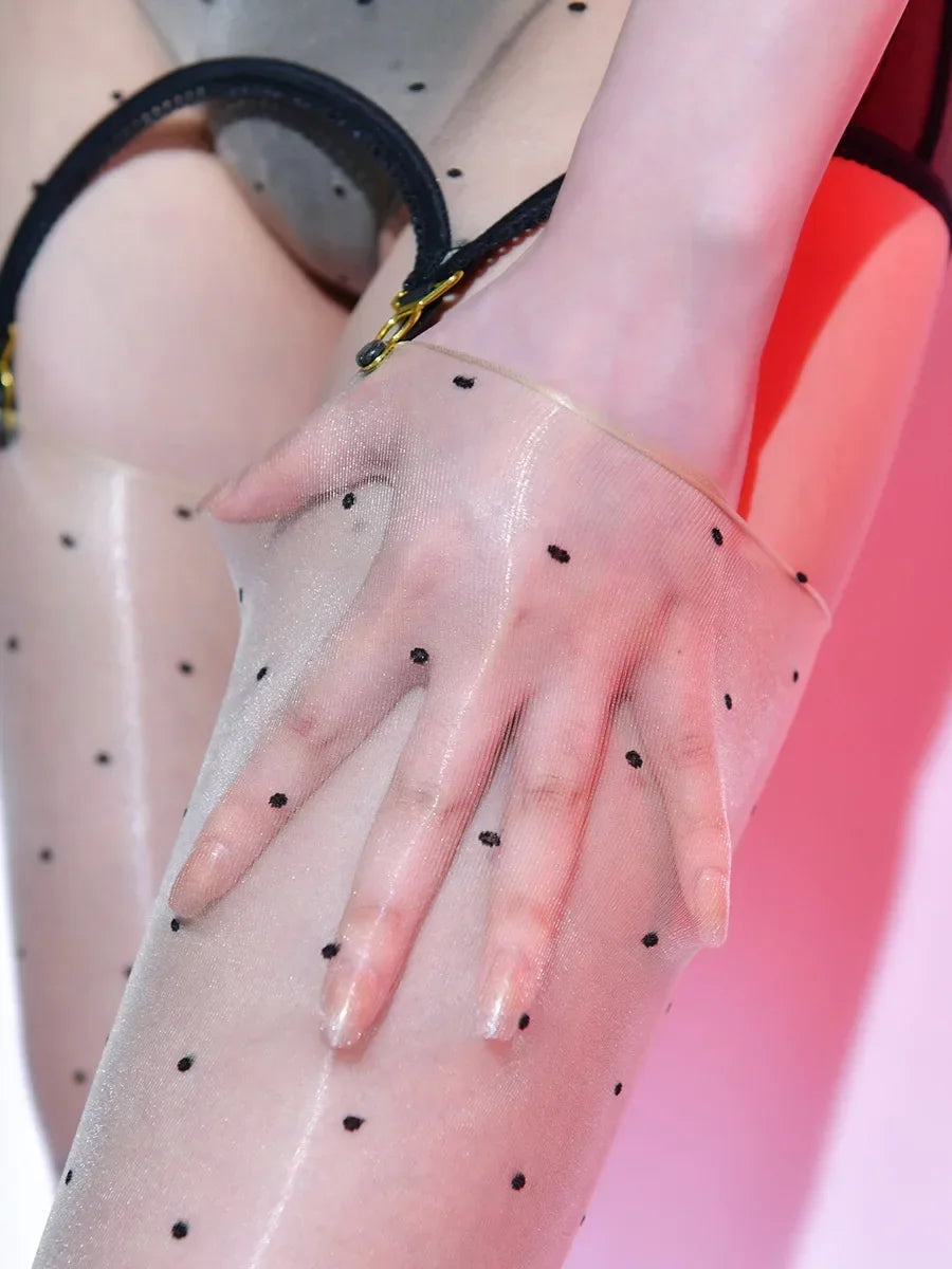 Sheer Polka Dot Hosiery and Gloves Set