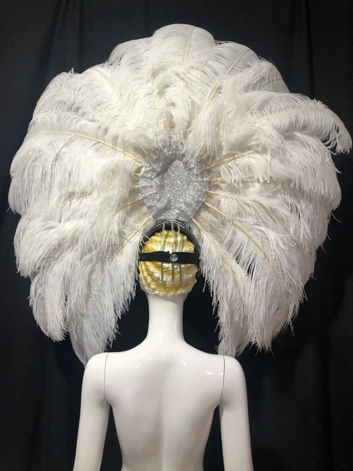 The Stardust Dionysia – Elegant Faux Fur & Rhinestone Samba Carnival Headdress