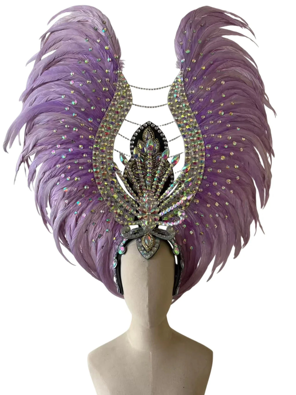 The Stardust Aurora Feather Headdress – Light Purple Cabaret & Carnival Crown