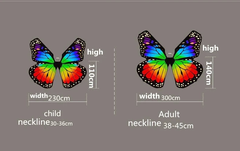 Vibrant Butterfly Belly Dance Wings with Telescopic Sticks Set