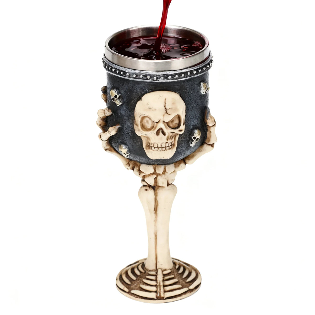 Gothic Skeleton Skull Wine Glass with Stainless Steel Inner Chamber Reusable Party Cup for Decoracion Halloween Witch Goblet