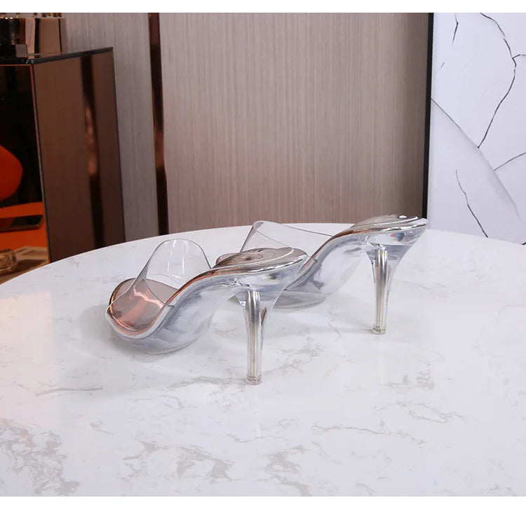The Stardust Mirage Stiletto Mule – Clear Pointed-Toe Illusion Heel