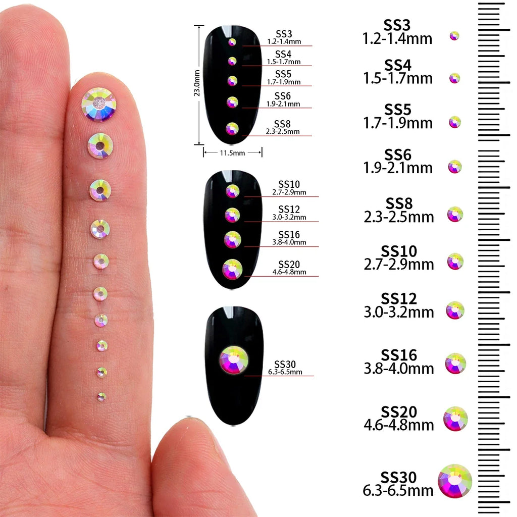 SS3-SS30 Red Series Hotfix Glass Flat-Back Rhinestones