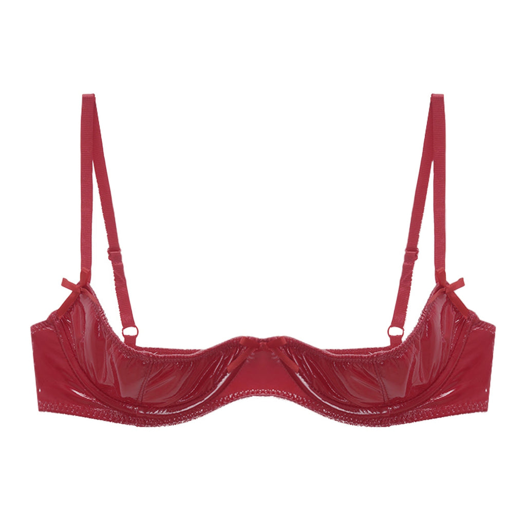 Patent Leather Underwired Open-Cup Bra