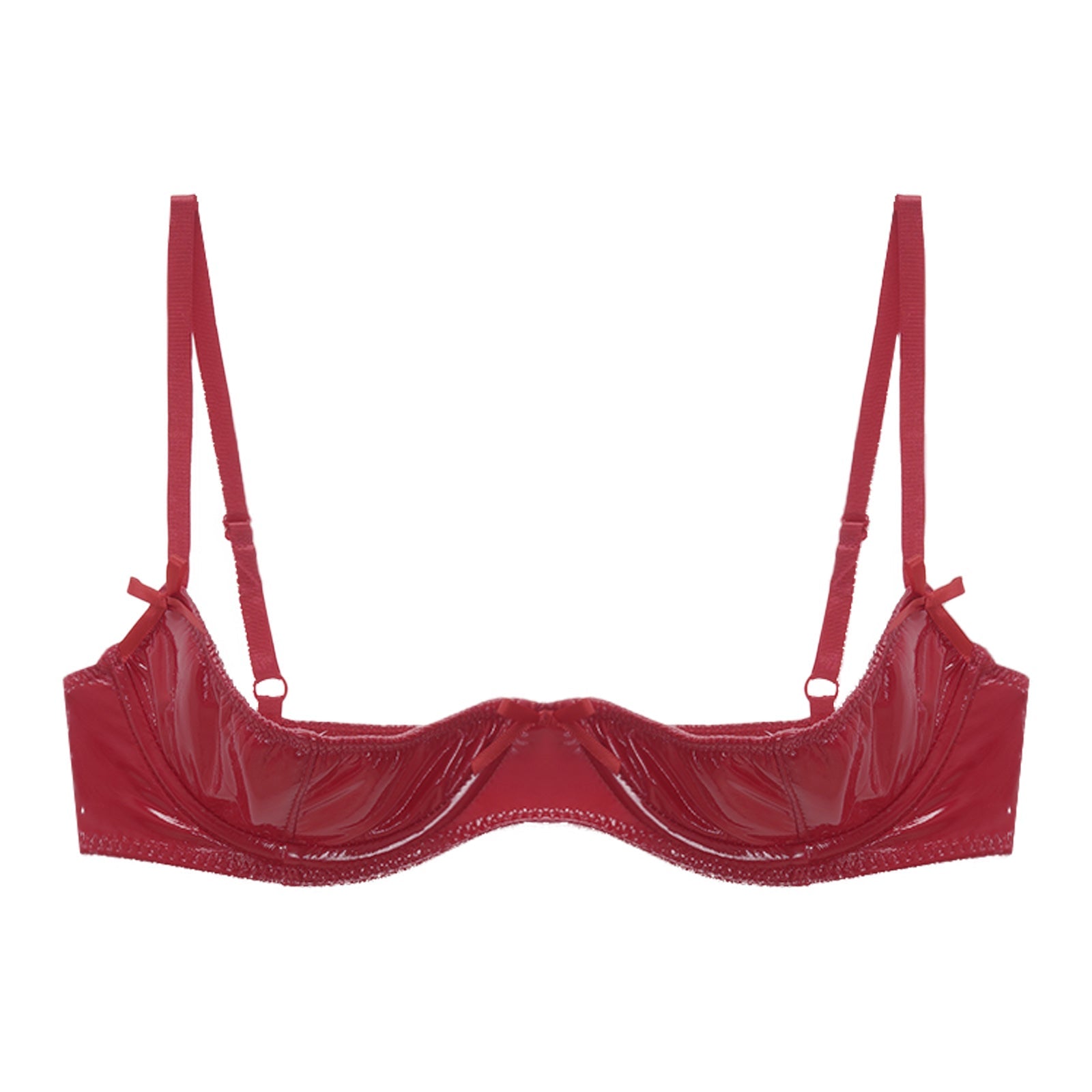 Patent Leather Underwired Open-Cup Bra