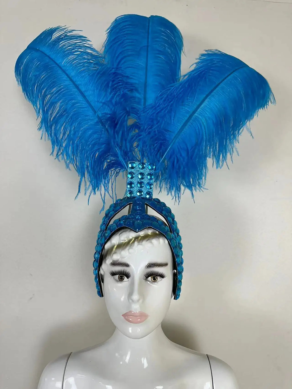 The Stardust Azure Sovereign – Royal Blue Feather Samba Carnival Headdress