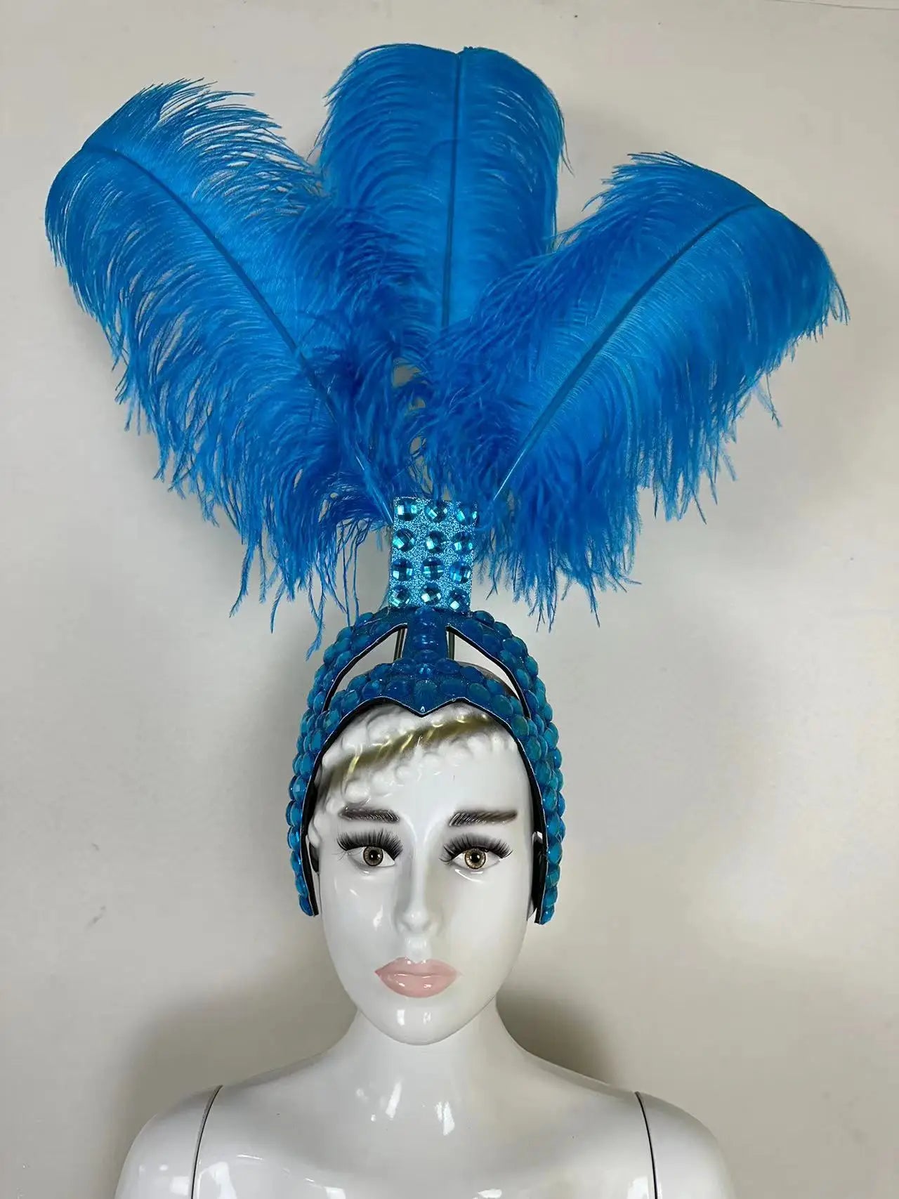 The Stardust Azure Sovereign – Royal Blue Feather Samba Carnival Headdress