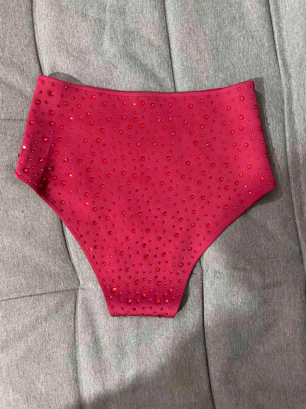 Red Rhinestone High-Waist Pole Dance Shorts & Gogo Performance Bottoms