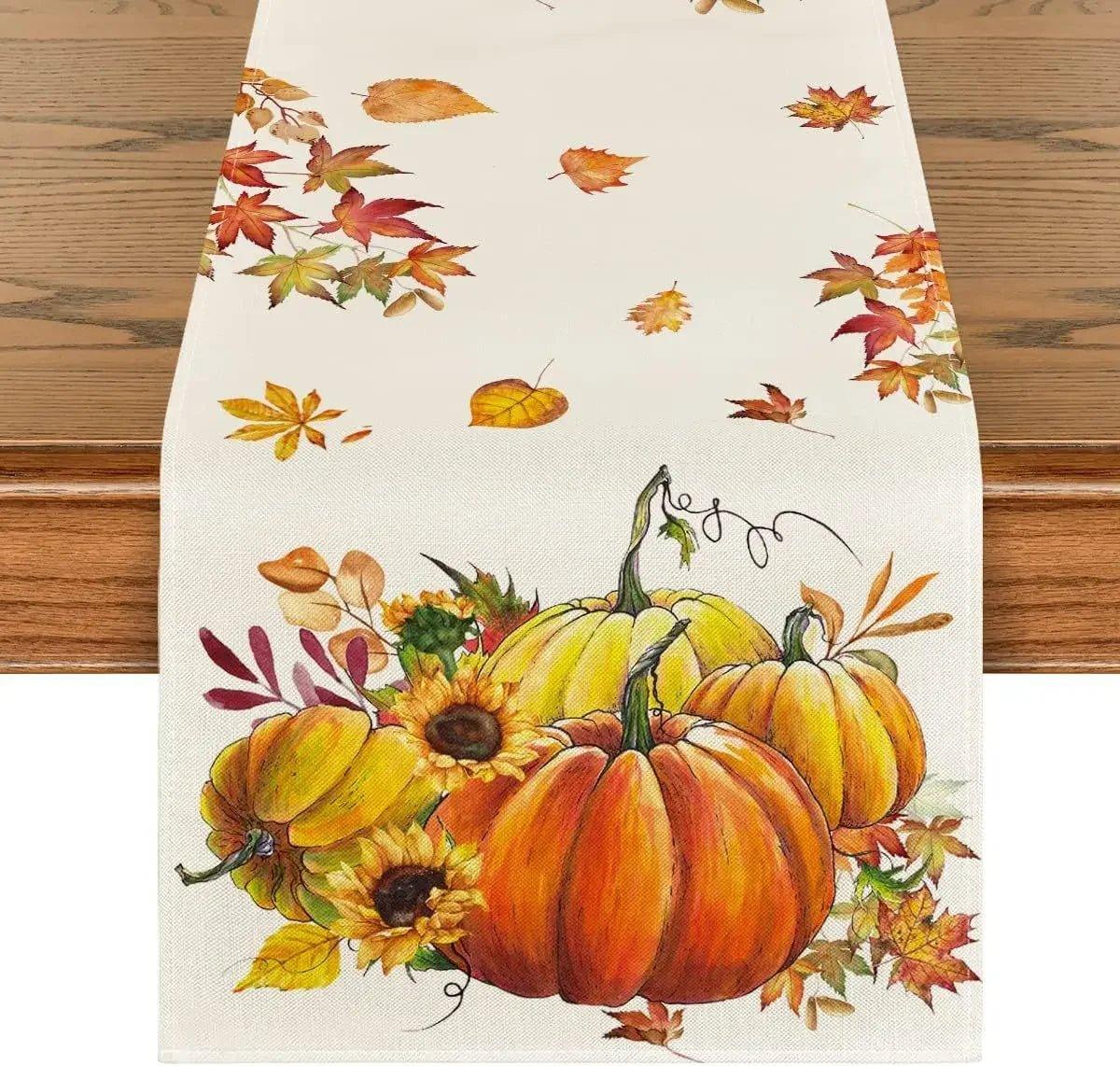 Autumn Thanksgiving Table Runners, 72 to 108 in