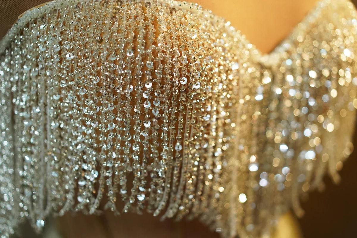 The Stardust Siren Draped Mini Dress – Luxury Rhinestone Mesh Stage Dress