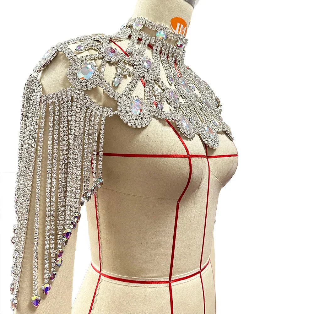 Rhinestone Necklace Shoulder Tassel Body Jewelry