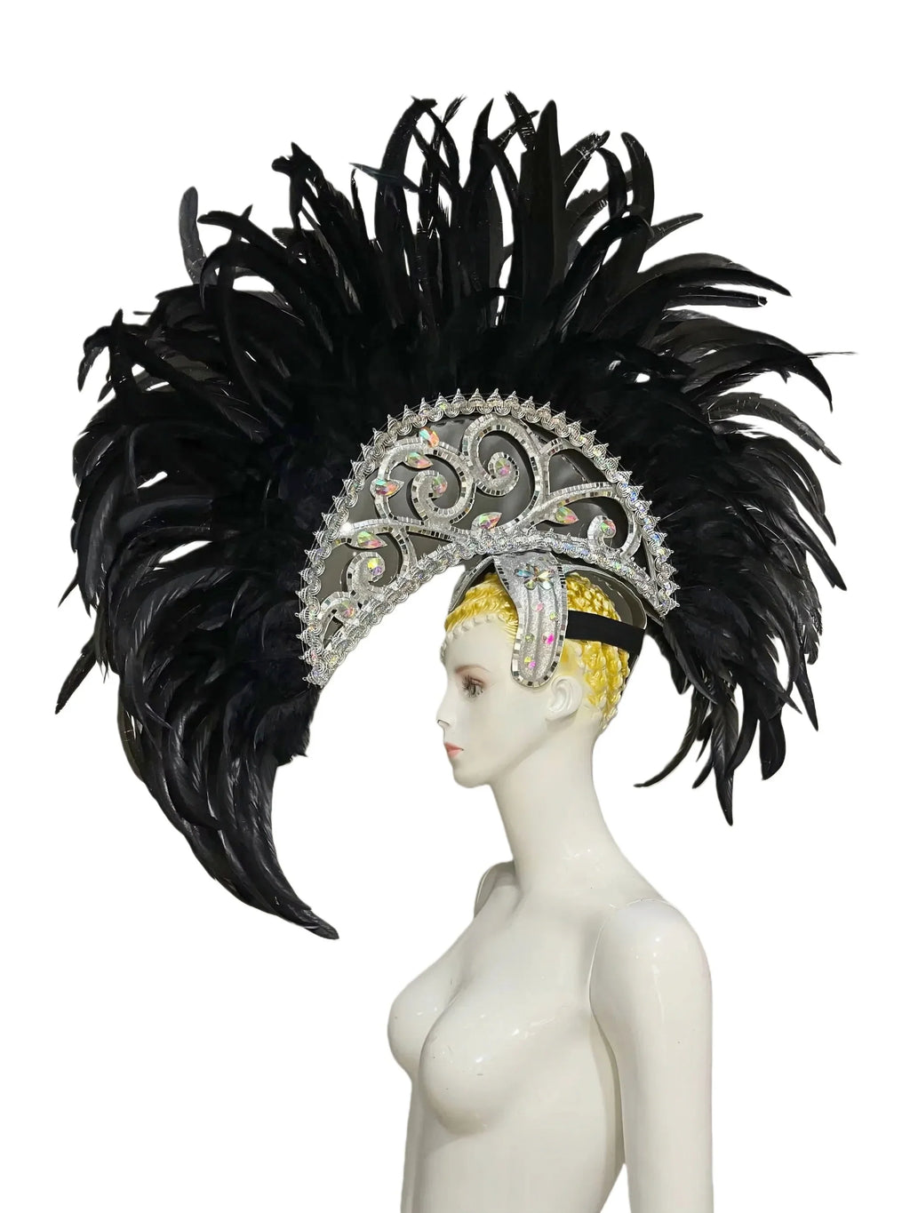 The Stardust Dionysia – Elegant Feathered Samba Carnival & Masquerade Headdress