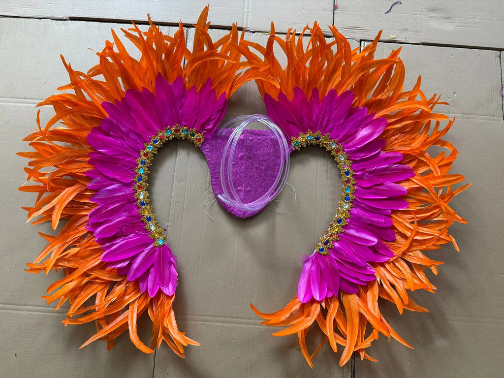 Two-Tone Feather Wing Backpiece Stage Costume Accessory