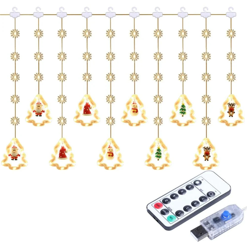 120-LED Christmas Curtain String Lights, USB or Battery