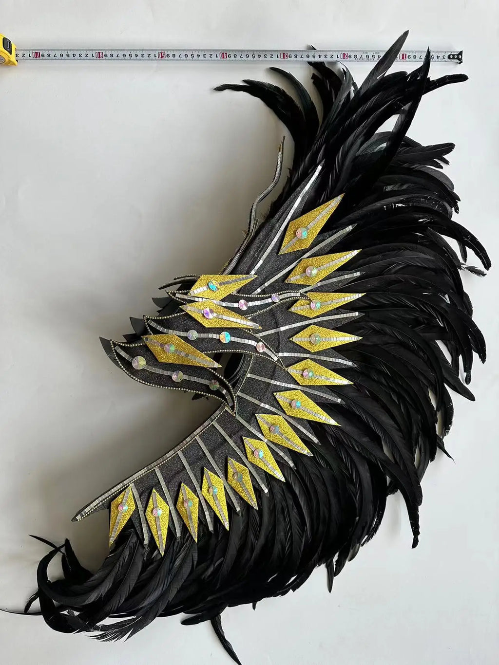 The Stardust Dark Empress – Premium Black Feathered Carnival & Gogo Headdress