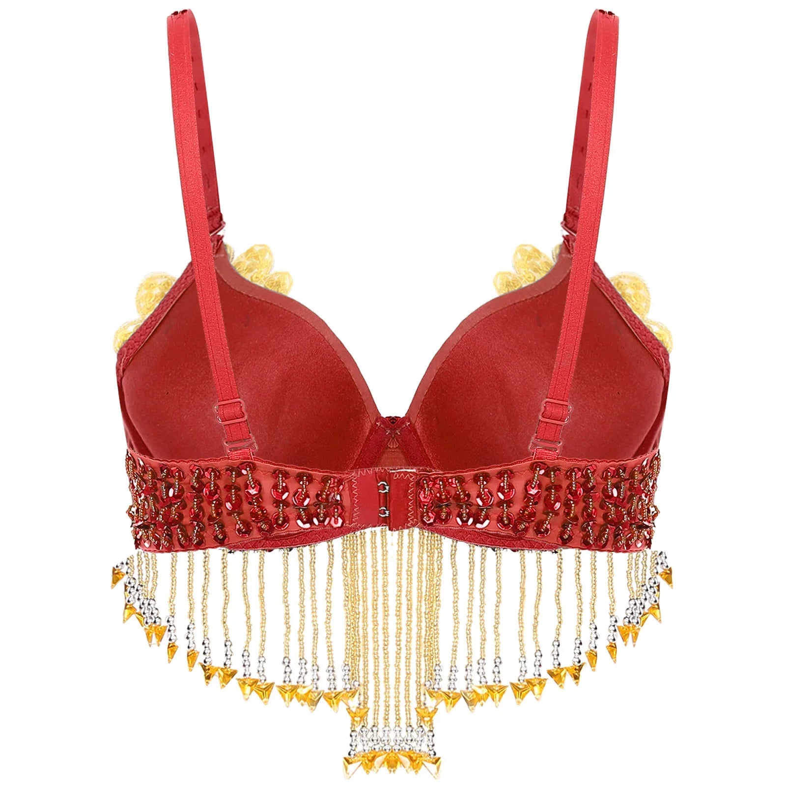 Sparkly Floral Beaded Sequin Belly Dance Bra & Tassel Performance Top