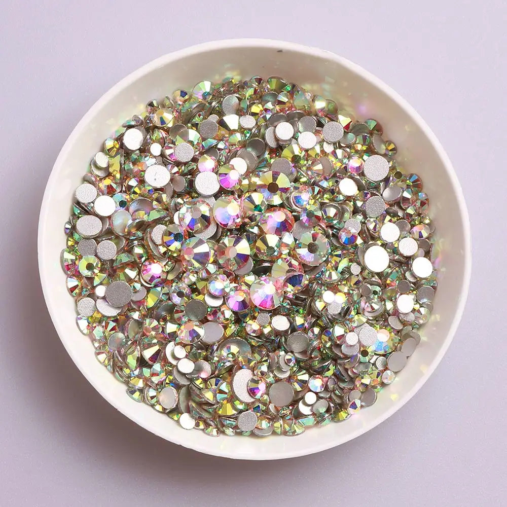 1440PCS SS3-SS20 Mix Size Non-Hotfix Glass FlatBack Rhinestones