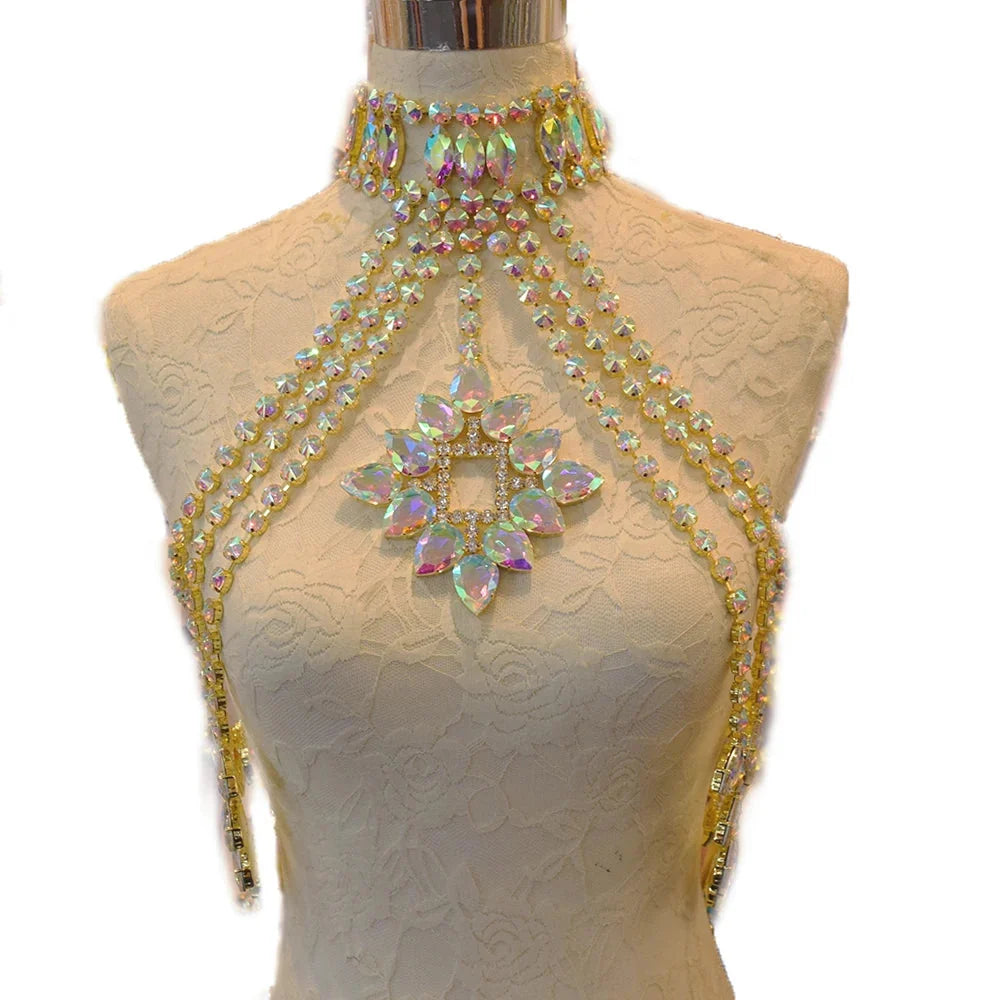 Glass Rhinestone Crystal Choker Body Jewelry