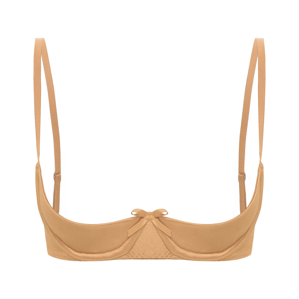 Satin Underwire Half-Cup Push-Up Bra
