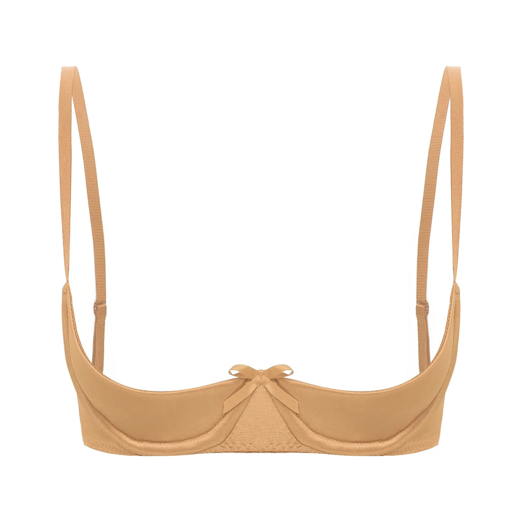 Satin Underwire Half-Cup Push-Up Bra