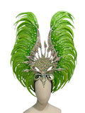 The Stardust Vertigo – Emerald Green Feathered Carnival & Samba Headdress