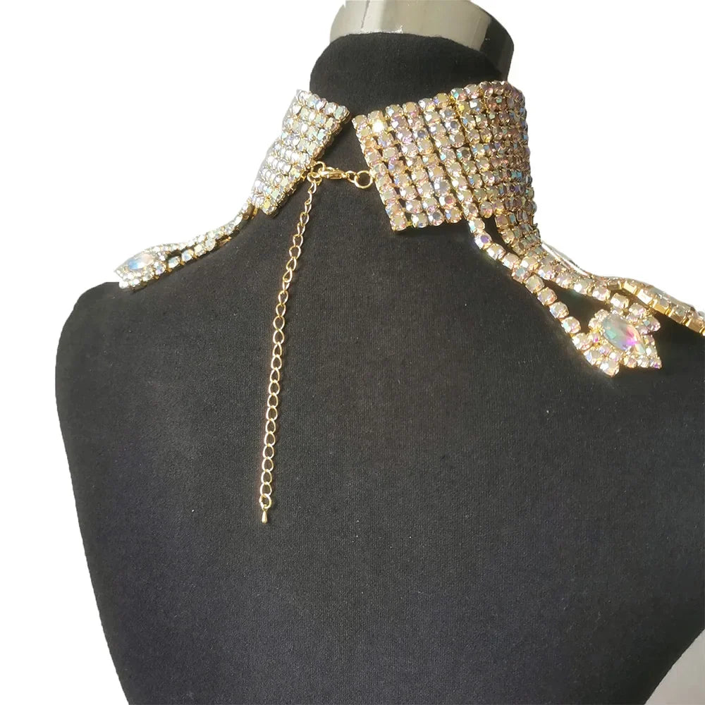 Rhinestone Glass Pendant Necklace & Earring Set