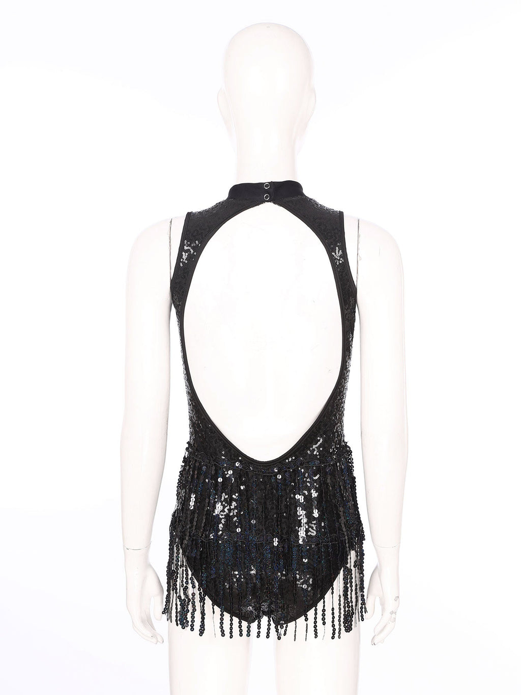 Glitter Sequin Fringe Latin Dance Leotard & Backless Performance Bodysuit