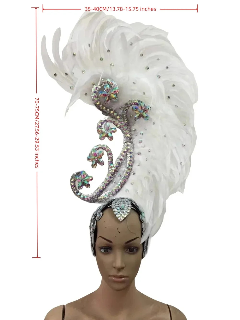The Stardust Royal Plume – Feathered Carnival & Cabaret Stage Headdress