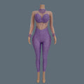 Sparkly Crystal Mesh Sheer Illusion Jumpsuit Stage Catsuit Costume
