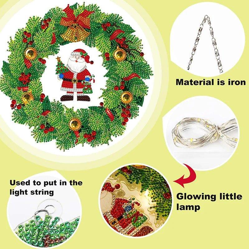 DIY Diamond Mosaic LED Christmas Wreath