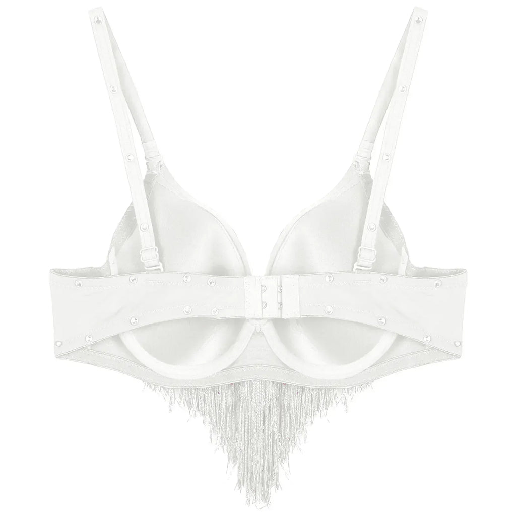 The Stardust Oasis Sirena – Sequined Tassel & Rhinestone Push-Up Belly Dance Bra Top