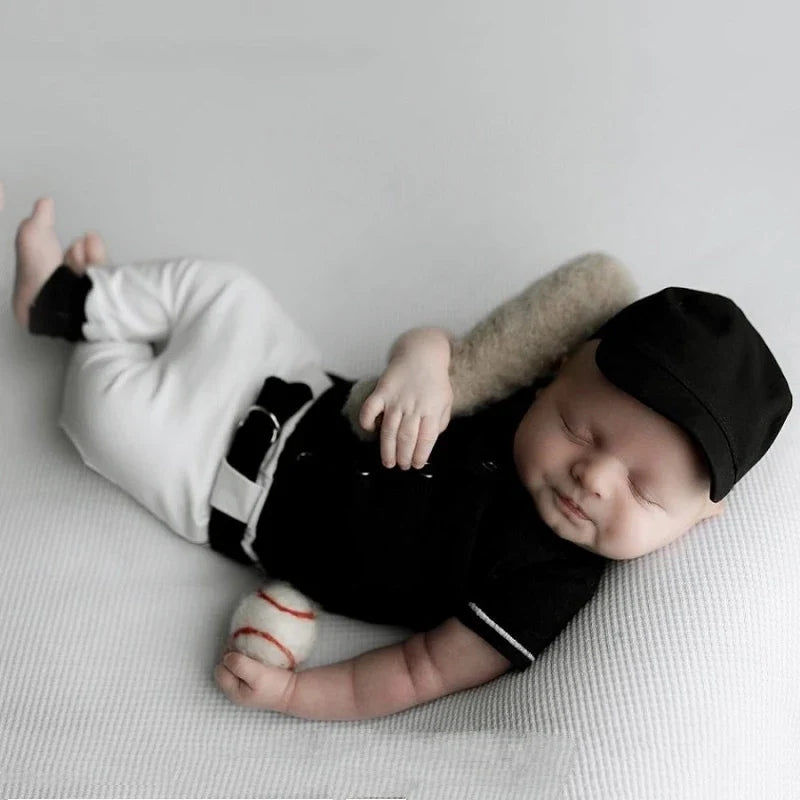 Newborn Photography Props Clothing Set, Baby Boy and Girl Costume for Photoshoot, Size 0 Romper and Accessories