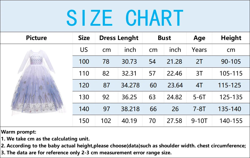 Girls Elsa Frozen Snow Queen Mesh Princess Dress Costume