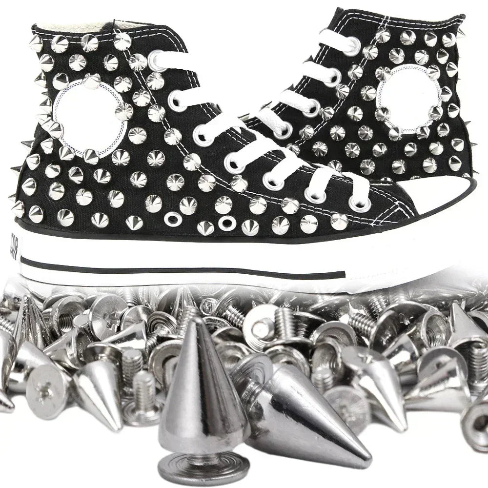 Metal Cone Studs & Spikes Screwback Rivets for Leathercraft, Clothes & DIY Hardware