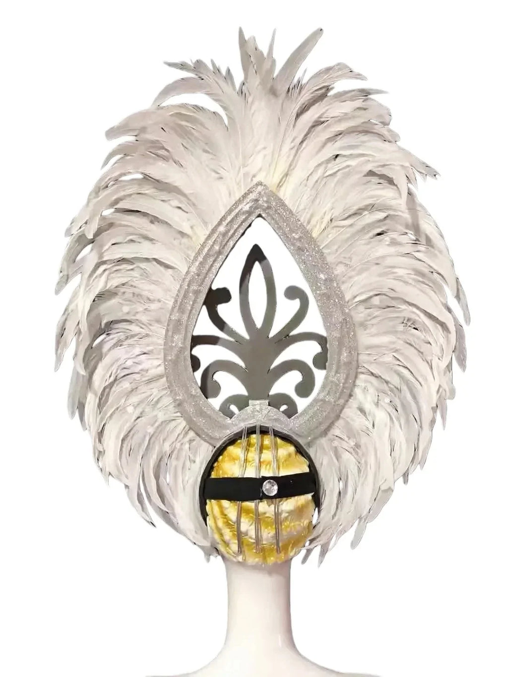 The Stardust Empress Dionysia – White Feather Carnival & Masque Ball Headdress
