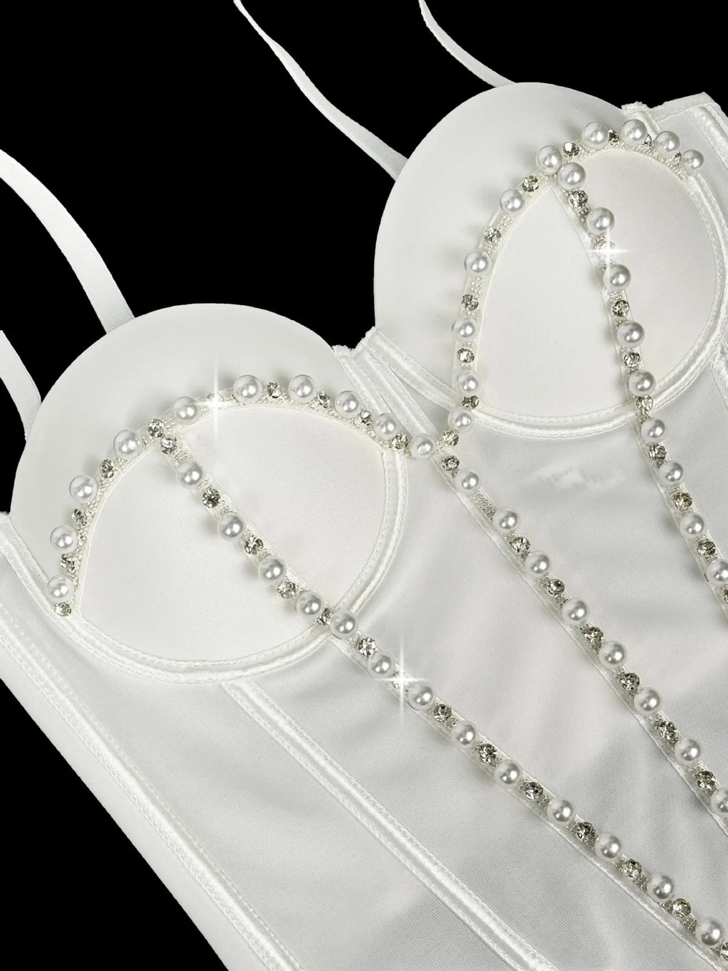 Pearl Embroidered Bustier Corset Crop Top High Street Evening Bralette
