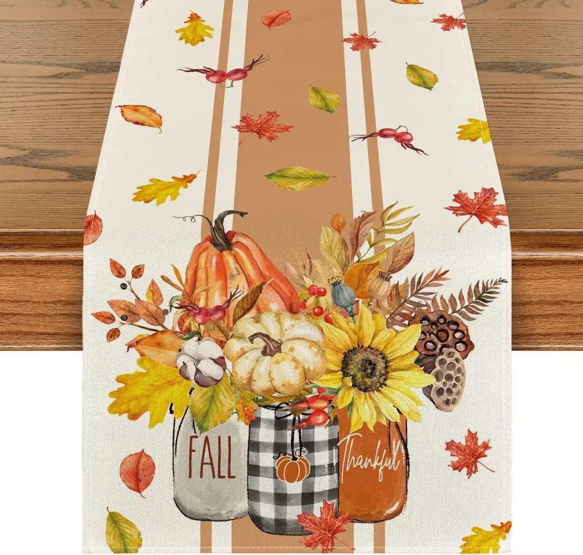 Autumn Thanksgiving Table Runners, 72 to 108 in