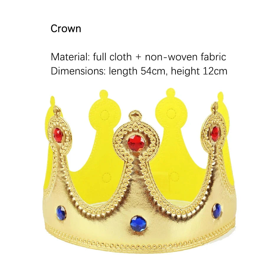 King Prince Cape Cosplay Costume with Crown – Royal Cloak Set