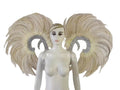 Showgirl Feather Wing Backpiece with Rhinestone Scroll Frames