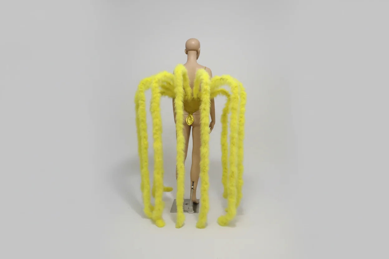 Long Feather Waterfall Backpiece Costume Accessory