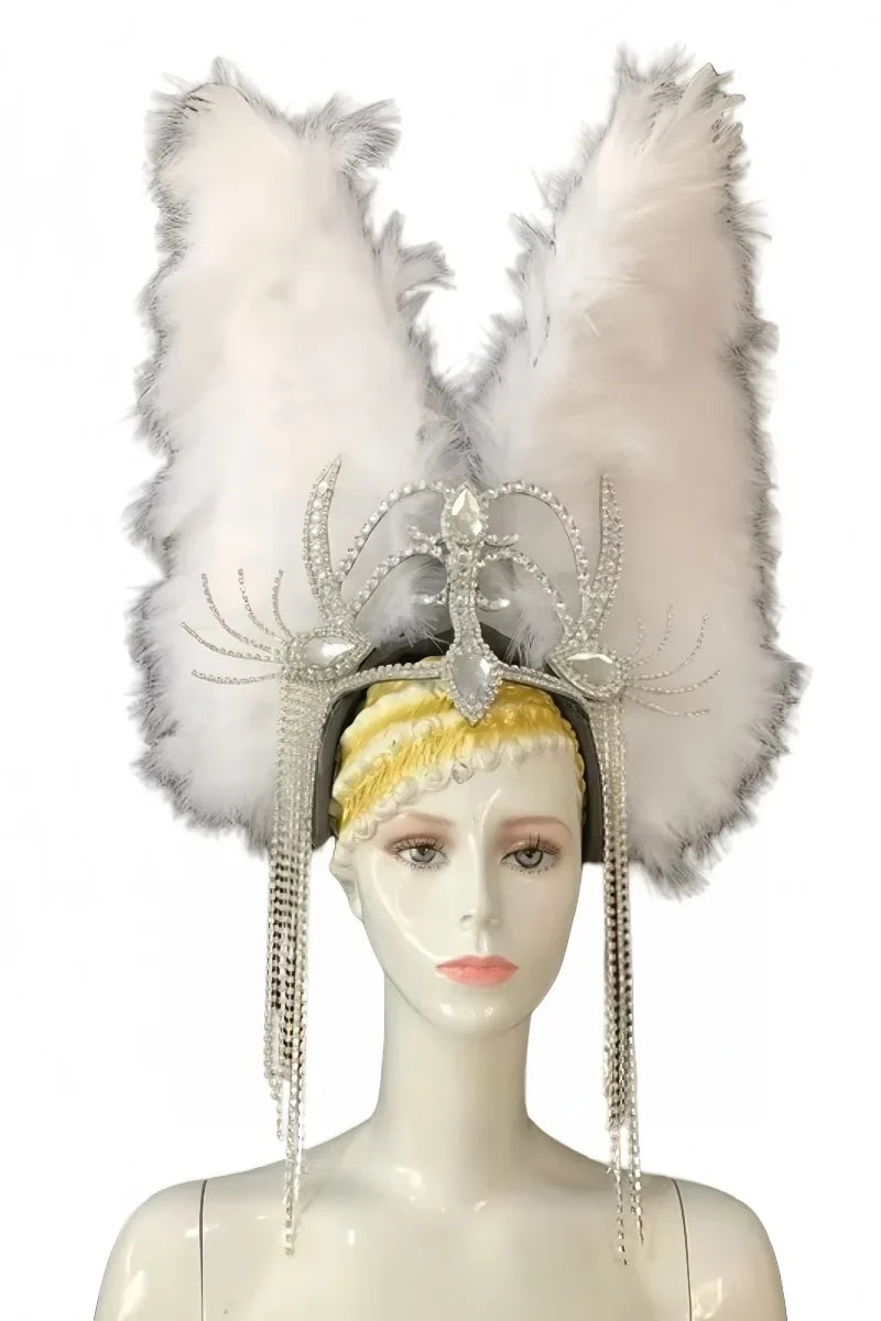 Feather headdress samba costume carnival halloween party bar performance hat makeup dance wings parade