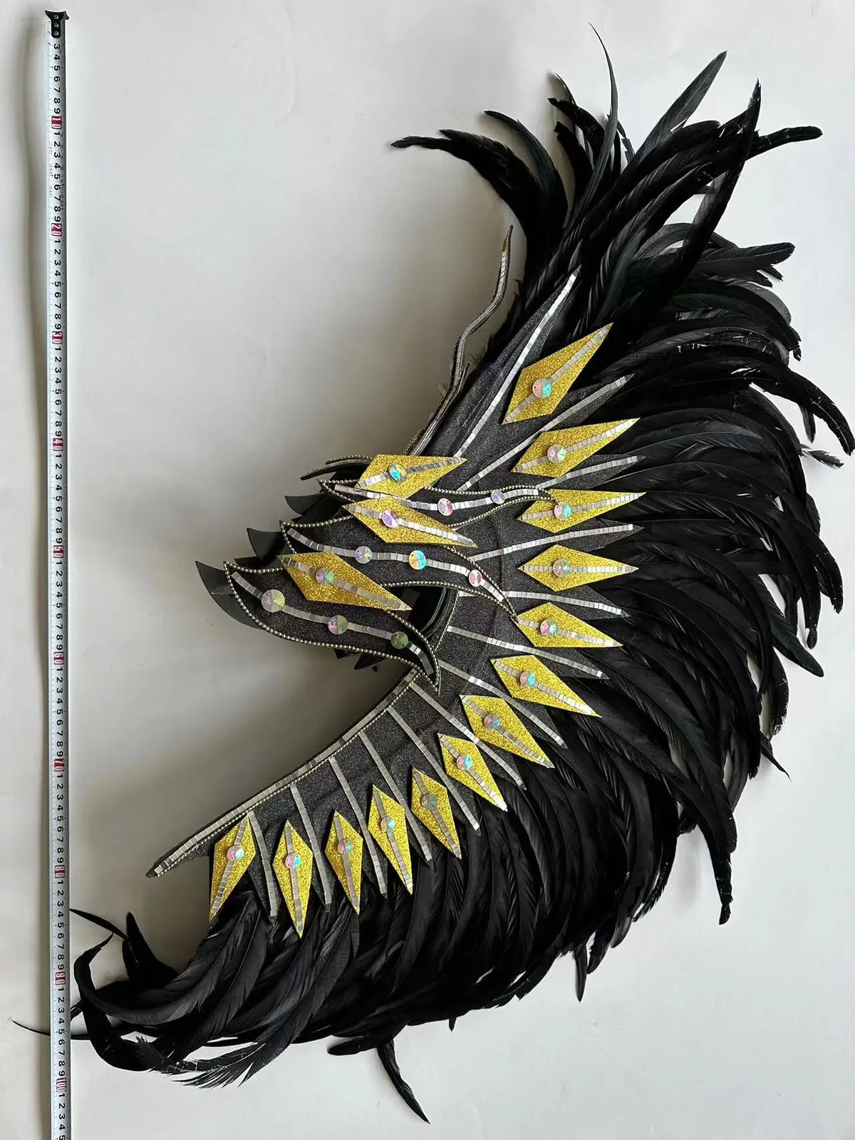The Stardust Dark Empress – Premium Black Feathered Carnival & Gogo Headdress