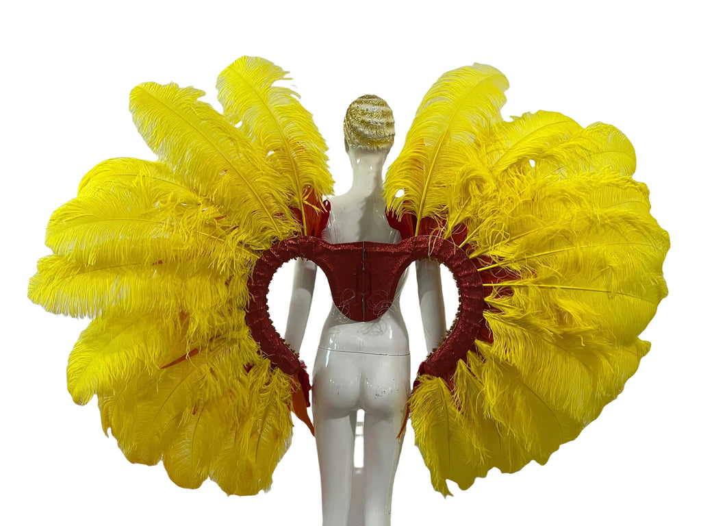 Two-Tone Feather Wing Backpiece Stage Costume Accessory