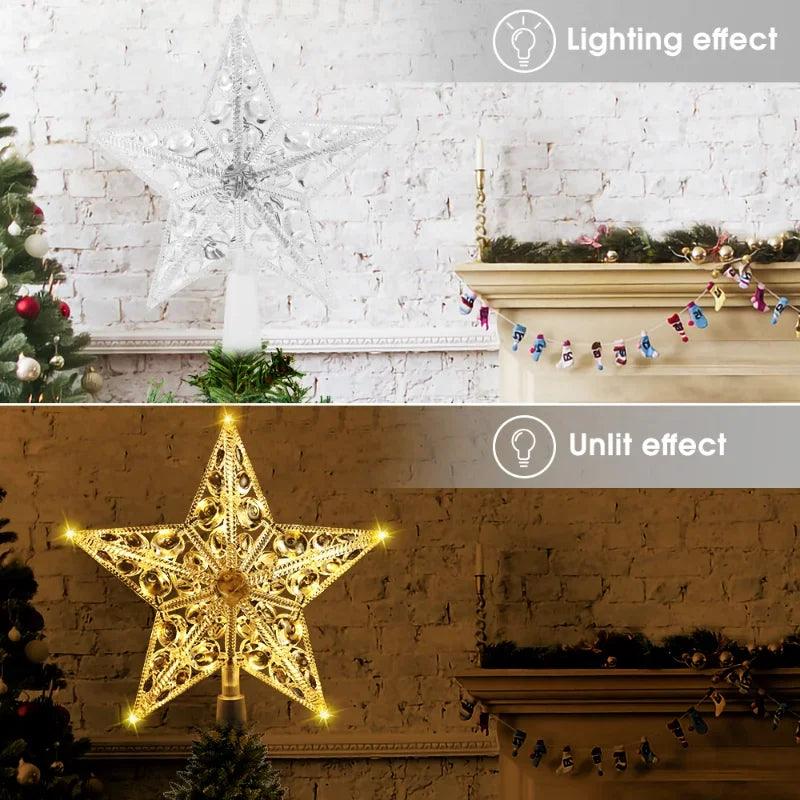 17 cm Battery-Powered Lighted Christmas Star Tree Topper